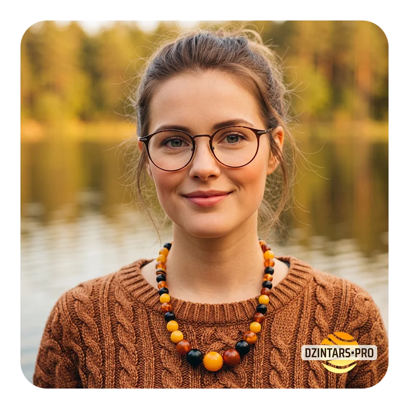 Baltijas dzintara krelles sievietēm. Eleganta kaklarota no dabīgā dzintara, kas lieliski piemērota kā dāvana dāmai svētkos. augstas kvalitātes sieviešu kaklarotas un dizaina rotaslietas.