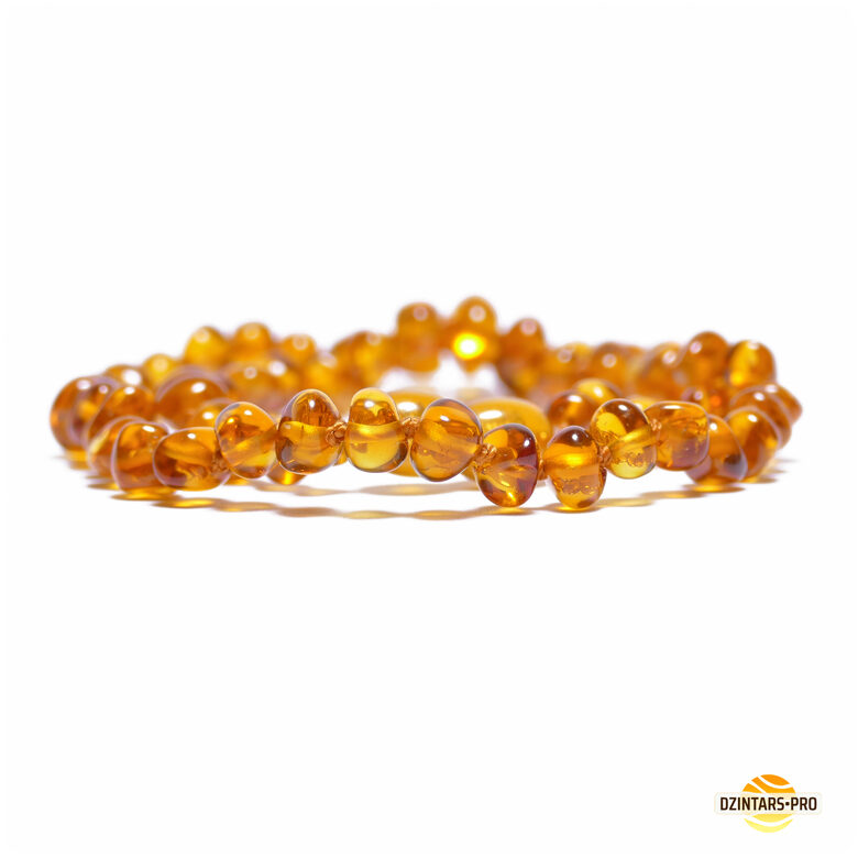 31-33cm • Honey colored polished amber stone necklace for babies/children
