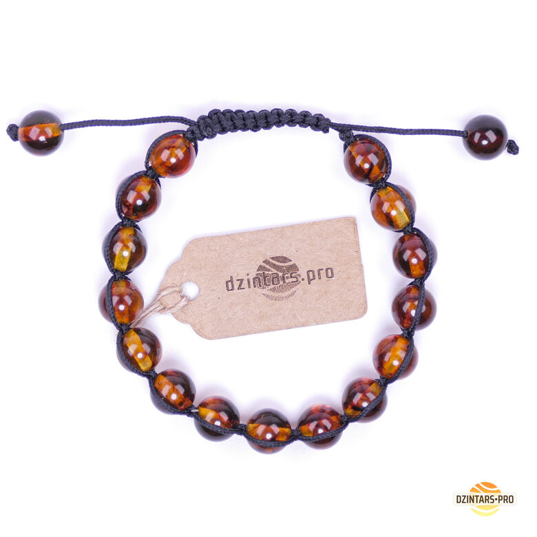 Shamballa bracelet for women, cognac color, Braided bracelets. round pearls