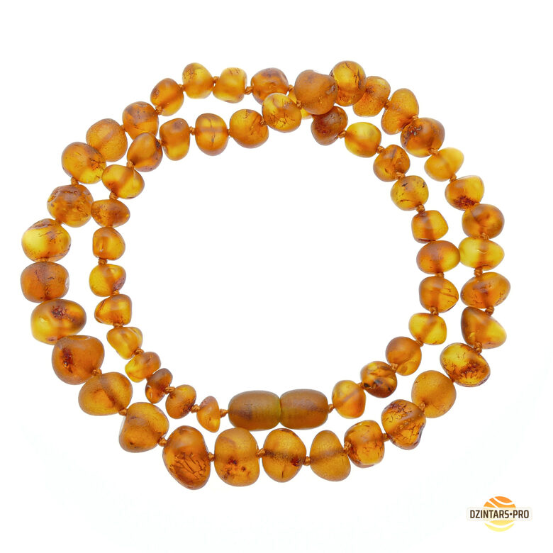 46cm • Bernsteinkette in Orange für Damen - Barockperlen