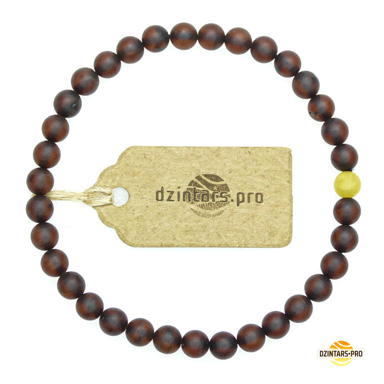 17-17.5cm - ø5.5mm • Kulformat bärnstensarmband för damer i cognacsfärg, delvis polerat