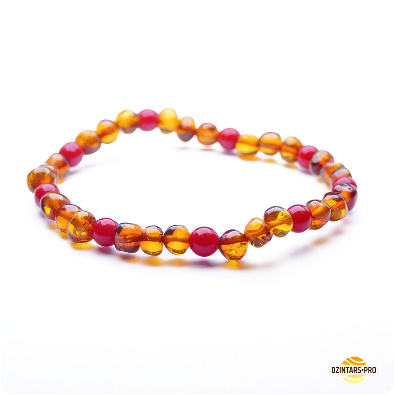 16.5 | 17 | 17.5cm • Minimalist cognac-colored Baltic amber bracelet - baroque beads