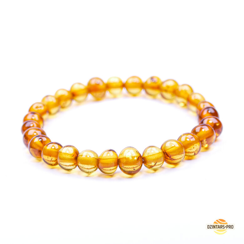 16 | 16.5 | 17cm • Premium quality polished amber women's bracelet - 8mm honey baroque beads