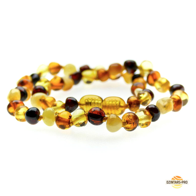 32-36cm • Spilgta un krāsaina dzintara kaklarota bērniem - AAA kvalitātes Baltijas dzintars