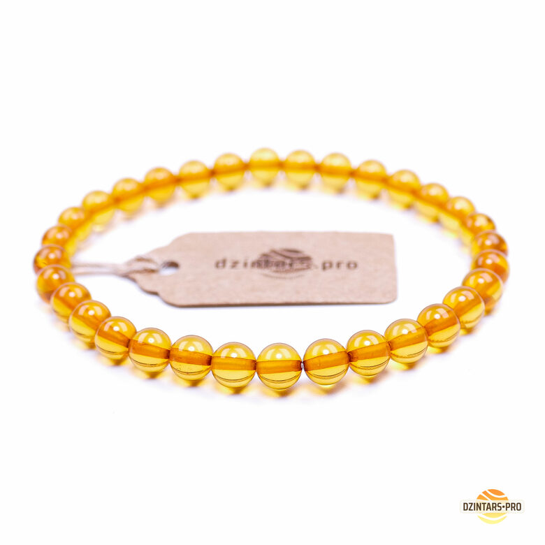 Honey-colored amber bead elastic bracelet – minimalist boho luxury premium design