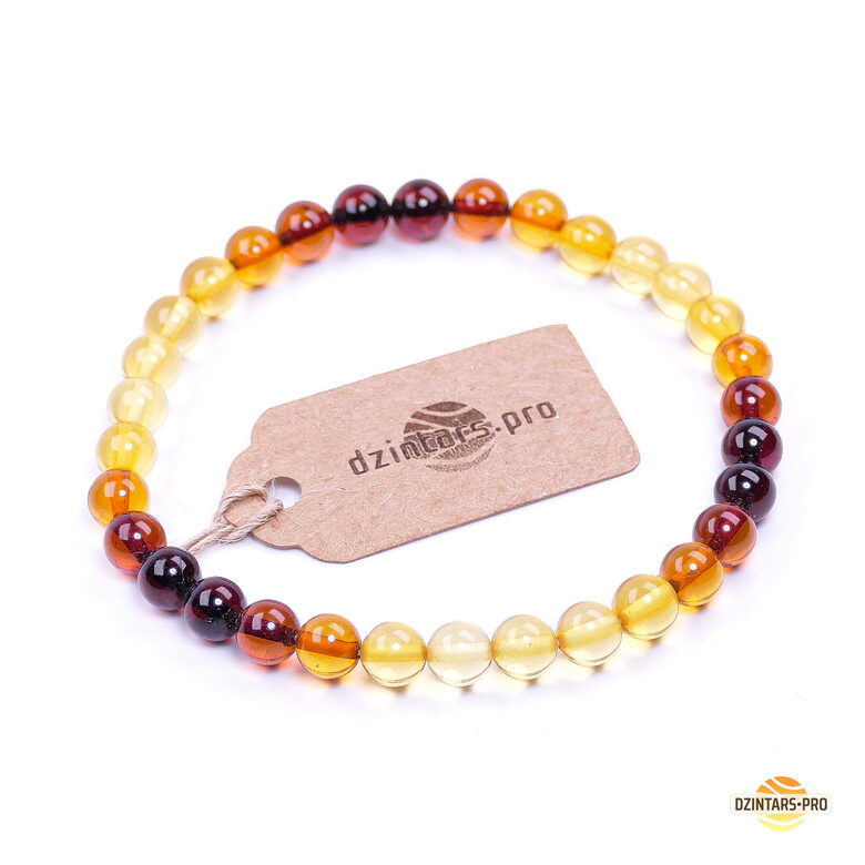 17.5cm • ø7mm • Premium AAA quality polished amber women's bracelet - multicolored amber balls