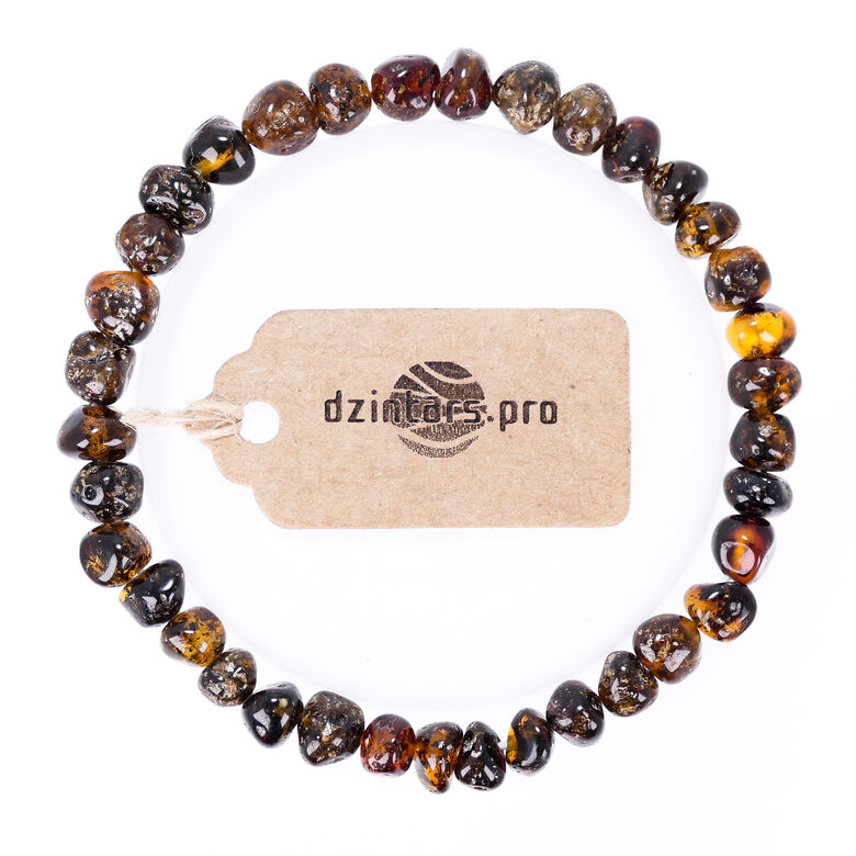 16-16.5cm • Stretch Amber Bracelet with Baroque Shaped Swamp Amber Beads - Minimalism
