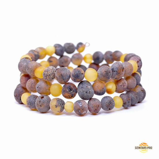 Sizeless - Baltic amber bracelet on memory wire - gray and honey beads - 3-4 turns - healing bracelet