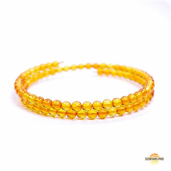 Bezizmēra • Ø4mm Baltijas dzintara bumbiņu aproce rokassprādze uz atmiņas stieples - 2-3 vijumi - Premium kvalitātes pērles