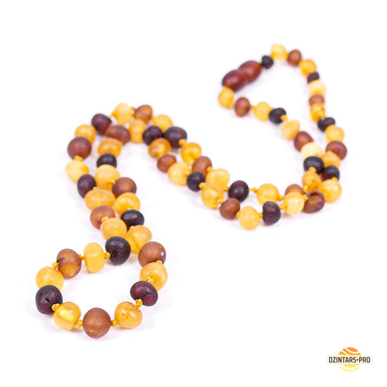 47cm • Baroque multicolored unpolished amber necklace for women