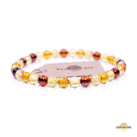 17.2-17.5cm • ø5.5mm • Premium Baltijas dzintara rokassprādze - 4 krāsu dzintara bumbiņas - AAA kvalitāte 