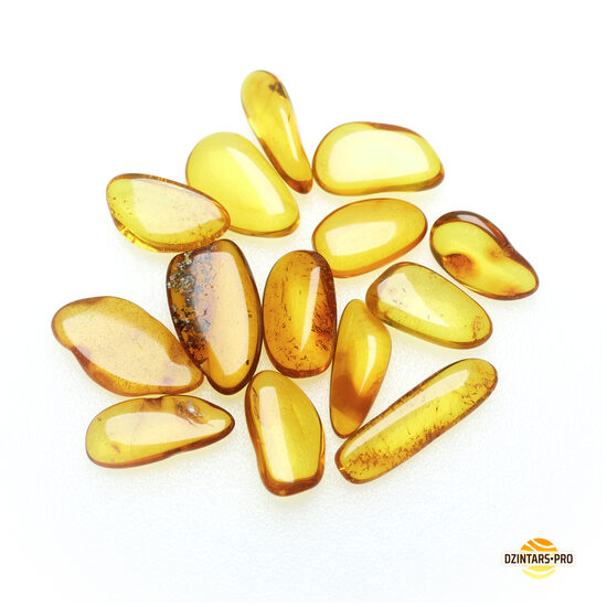 Premium Baltijas Dzintara Akmentiņi/Olīši (10 gab.) • Pulēti, Caurspīdīgi • Medus Krāsas Olīši