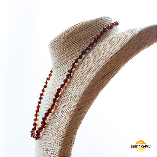 43-47cm • Cherry women's necklace made of Baltic amber - baroque pearls