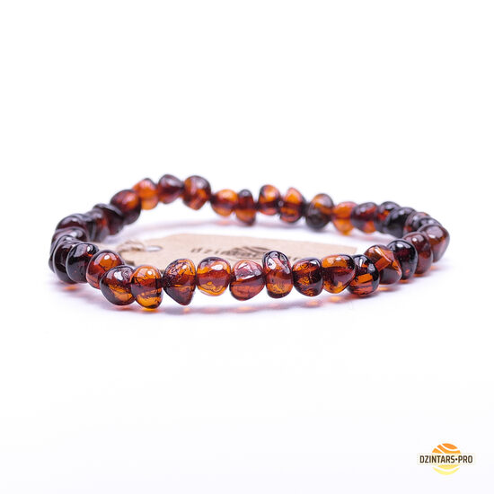 16, 16.5, 17, 17.5cm • Ķiršu krāsas Baltijas dzintara rokassprādze - baroka formas pērles