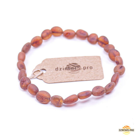 16.5 | 17 cm - Elastic stretch raw amber bracelet for woman, teenager - bean shaped beads