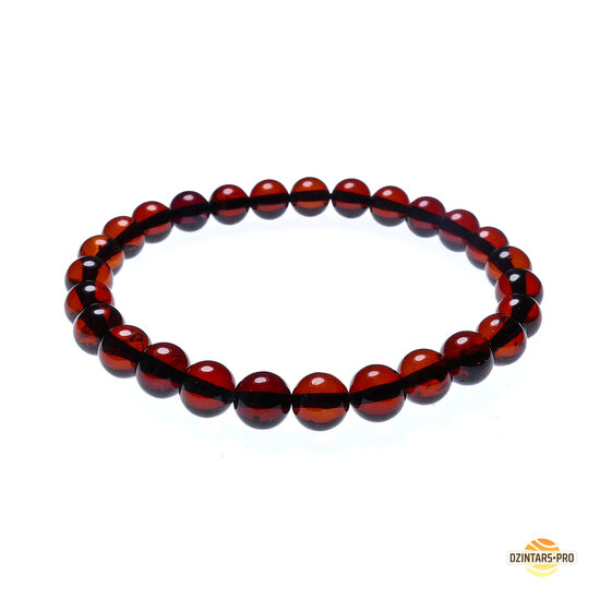 17.5cm • ø7mm • Lodes formas ķiršu krāsas pulētā dzintara sieviešu aproce - Premium AAA kvalitāte