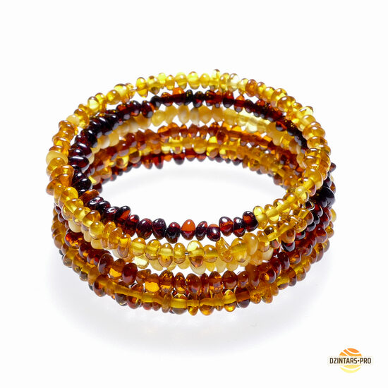 Bezizmēra • 6 vijumu daudzrindu dzintara aproce uz atmiņas stieples