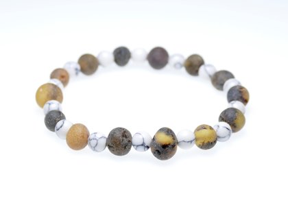 Серый неполированный Янтарь и натуральный камень Яшма