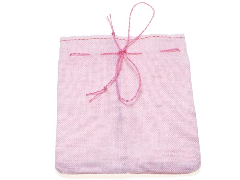 Светло-розовый льняной подарочный пакетик