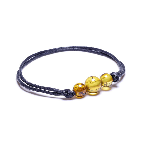 16-18.5cm • Trīs dzintara bumbiņu sieviešu rokassprādze medus krāsā