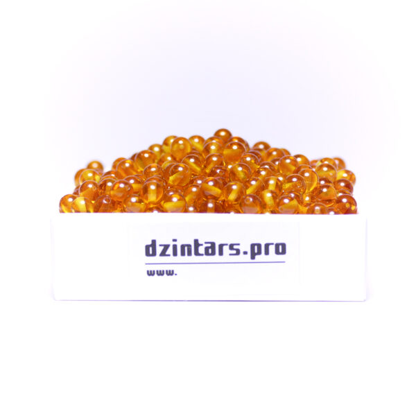 ⌀4мм круглые маленькие бусины - Янтарные бусины медового цвета (шарики)