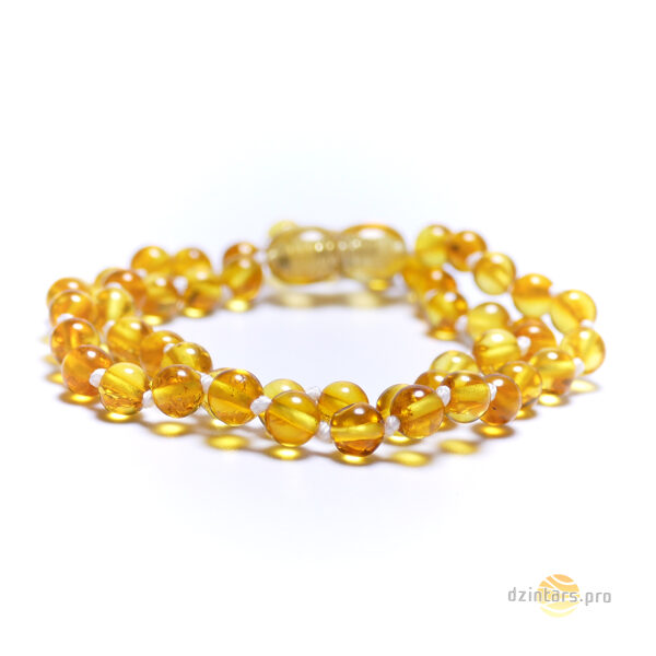33cm • Ø5mm - Children's amber beads - Round amber balls in lemon/honey color (33cm)