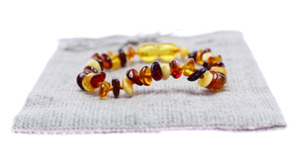 Čipsu formas daudzkrāsainā pulētā dzintara aproce bērniem 