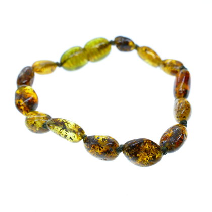  Pupiņu formas zaļās krāsas pulētā dzintara aproce bērniem 