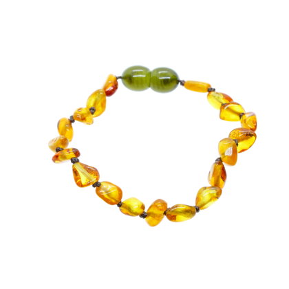 Pupiņu brīvās formas medus krāsas pulētā dzintara aproce bērniem 