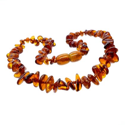 32-33cm • Cognac color amber bead necklace for babies
