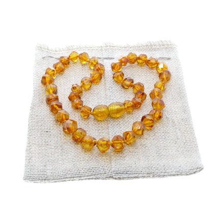 33cm • Baroque Honey Color Polished Faceted Amber Beads for Babies/Kids