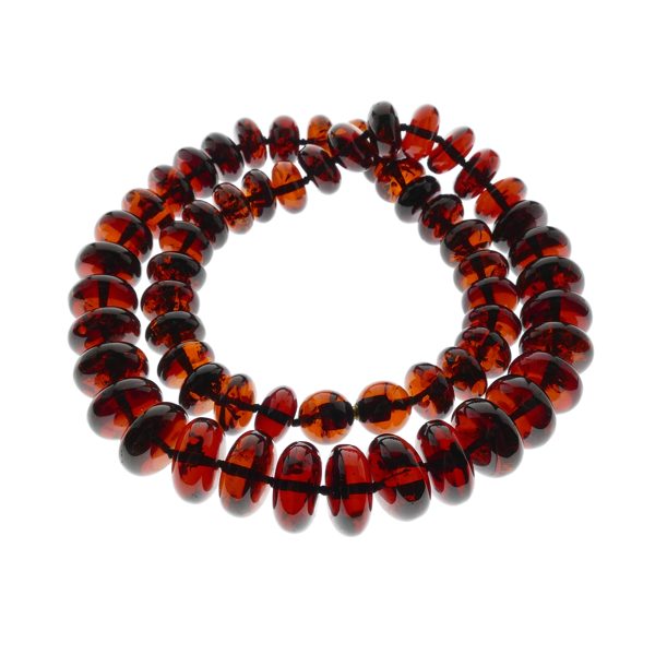 48cm • Вишнёвого цвета Высшего качества женские янтарные бусы