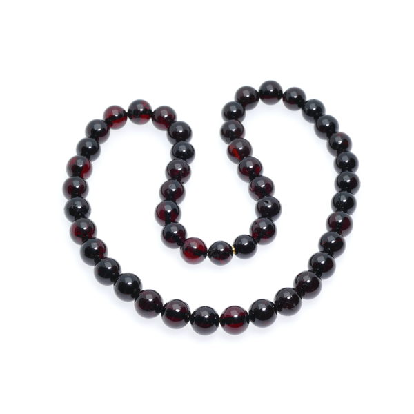 47cm • Ø10 mm - Женские бусы Высшего качества из вишнёвого цвета Балтийского янтаря