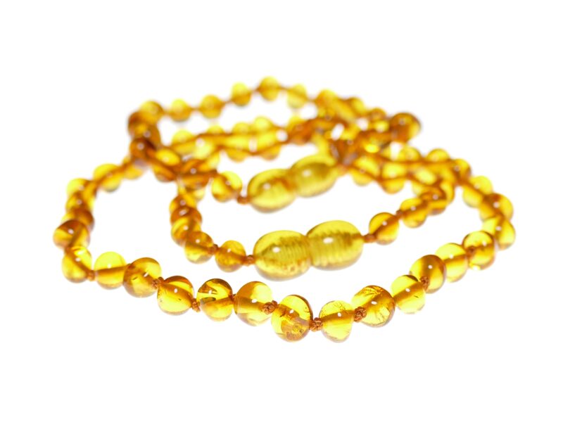 Tumšā Medus krāsas dzintara krelles un aproce bērnam