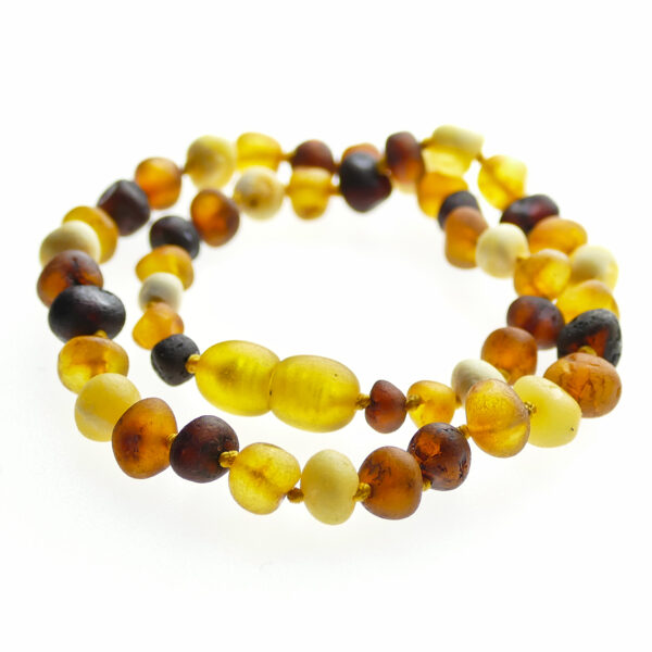 33cm • Многоцветные бусы из неполированного янтаря в форме барокко для детей - Крупные бусинки