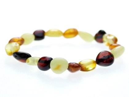 Pupiņu formas daudzkrāsainā pulētā dzintara aproce bērniem