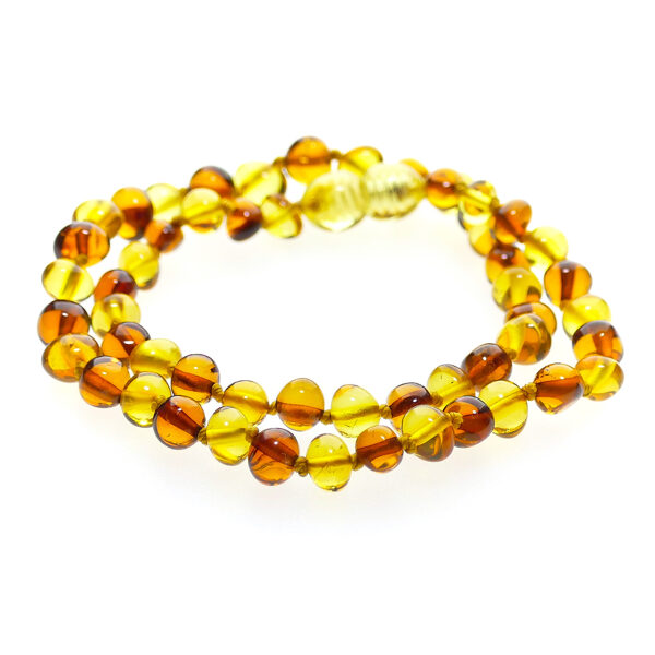 Baroka formas medus un citrona krāsas dzintara krelles bērniem