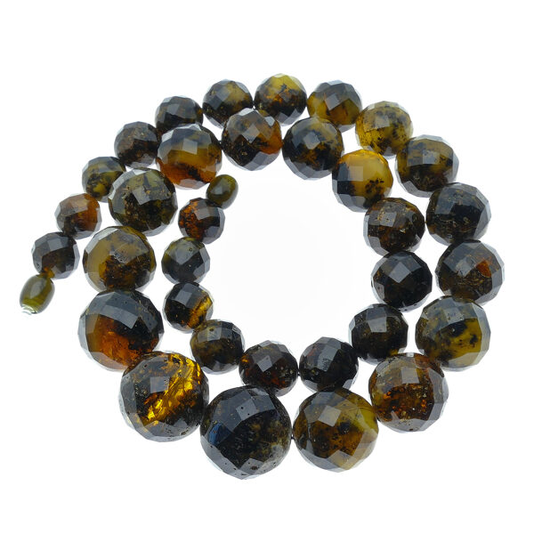 51cm • Ø19,5mm - Эксклюзивные высшего качества серо-зелёные гранёное женское янтарное ожерелье