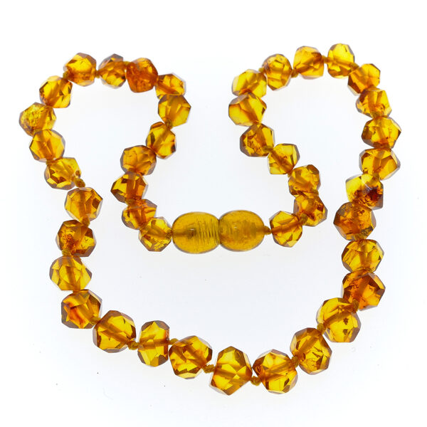 33cm • Baroque Honey Color Polished Faceted Amber Beads for Babies/Kids