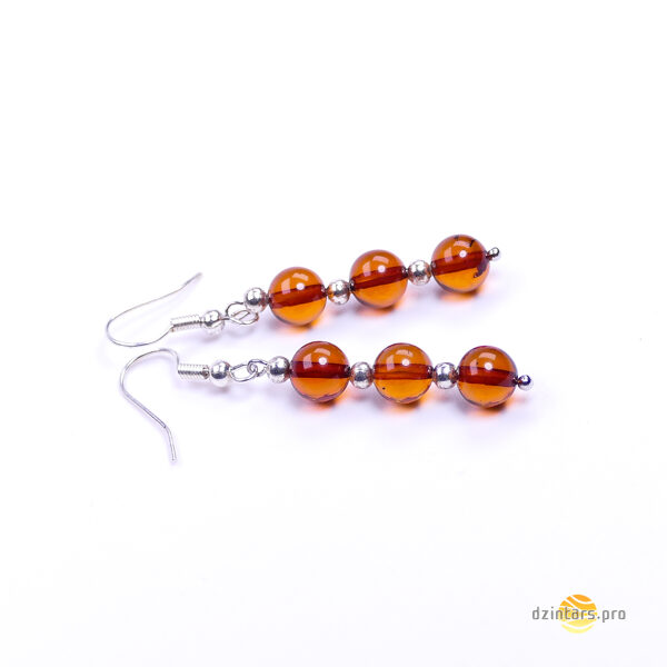 Gold Plated 925 Sterling Silver Baltic Red Amber Dangling Fish