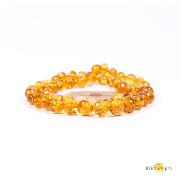 47,5cm • Citronu krāsas dzintara kaklarota - lielas baroka pērles