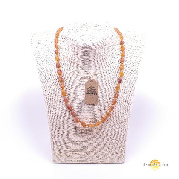 57-59cm • Orange healing amber necklace - free-form raw amber beads