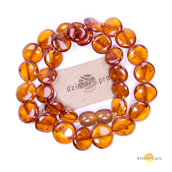 33cm • Premium cognac-colored amber necklace - Tablet-shaped AAA grade beads + Free linen gift bag