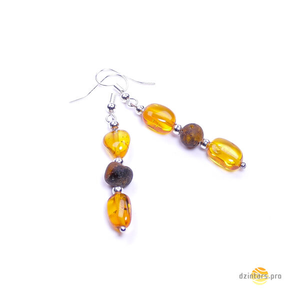 Natural amber pearl minimalist hook earrings