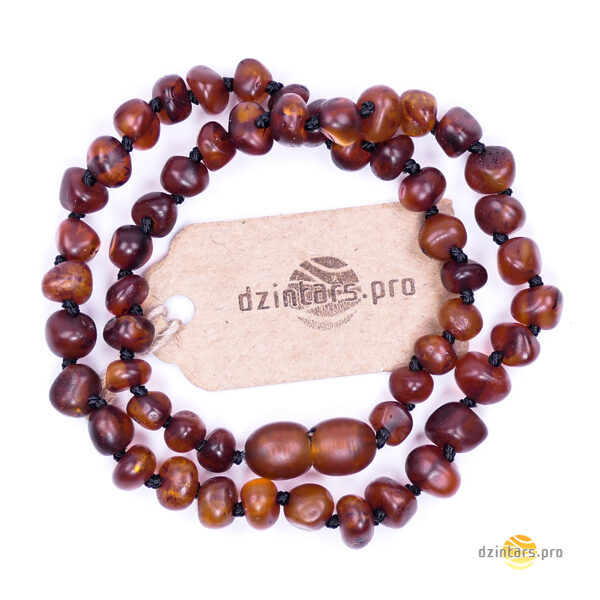 32-33cm • Детские бусы из натурального балтийского янтаря темно-коньячного цвета "Карамель"