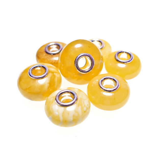 Charm bracelet bead for Pandora, Troll beads bracelet - Baltic amber and 925 Sterling silver