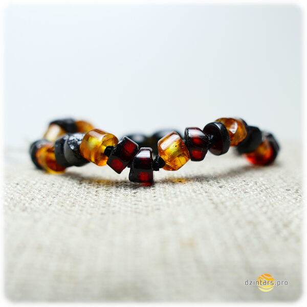 Cilindriskās formas ķiršu un medus krāsas pulētā dzintara aproce bērniem