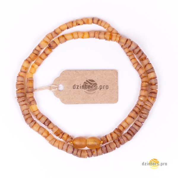 37-45cm • Cylinder-Shaped Baltic Amber Pearl Necklace for Health - Swedish Minimalist Design - Raw Baltic Amber