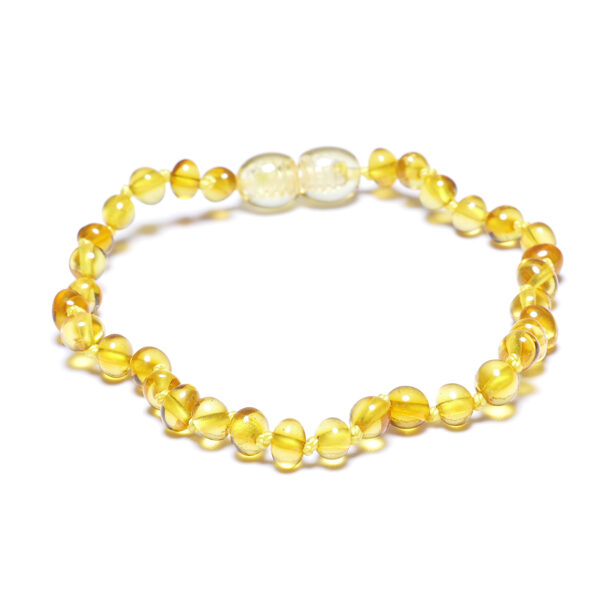 17 | 17.5 | 18cm • Citronkrāsas Baltijas dzintara rokassprādze ar skrūvējamo aizdari