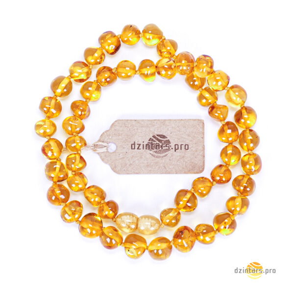 47,5cm • Citronu krāsas dzintara kaklarota - lielas baroka pērles